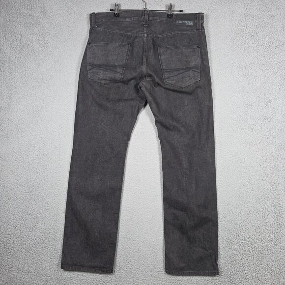 Express Jeans Mens SIze 34x32 Washed Black Rocco Slim Fit Straight Leg Cotton - Picture 4 of 11